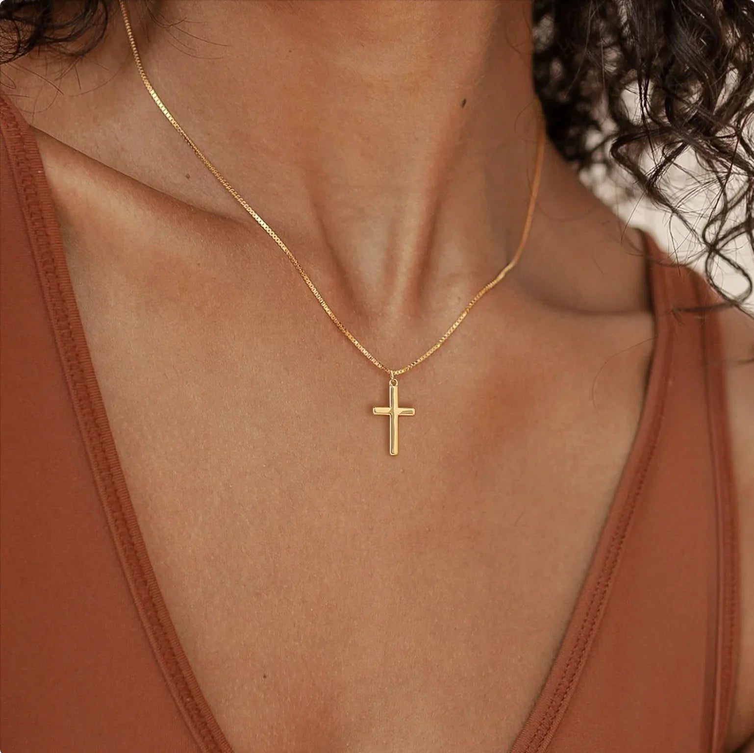 Gold Cross Necklace — 14K Gold Plated