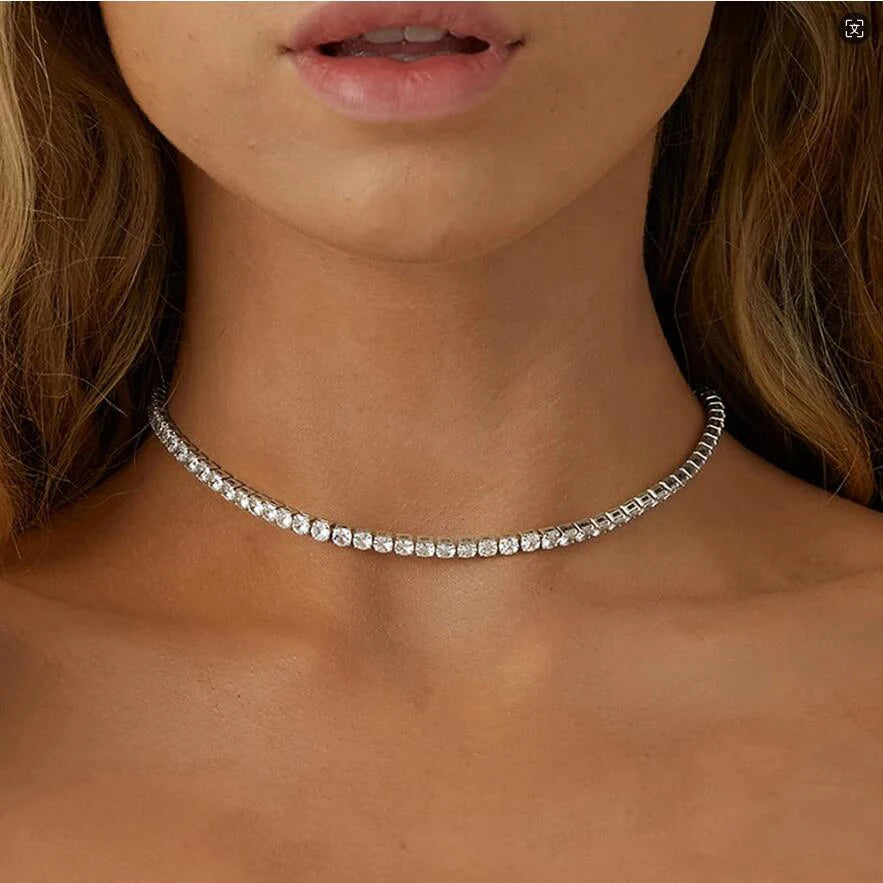 Iced Out Tennis Choker Necklace — Crystal Zircon