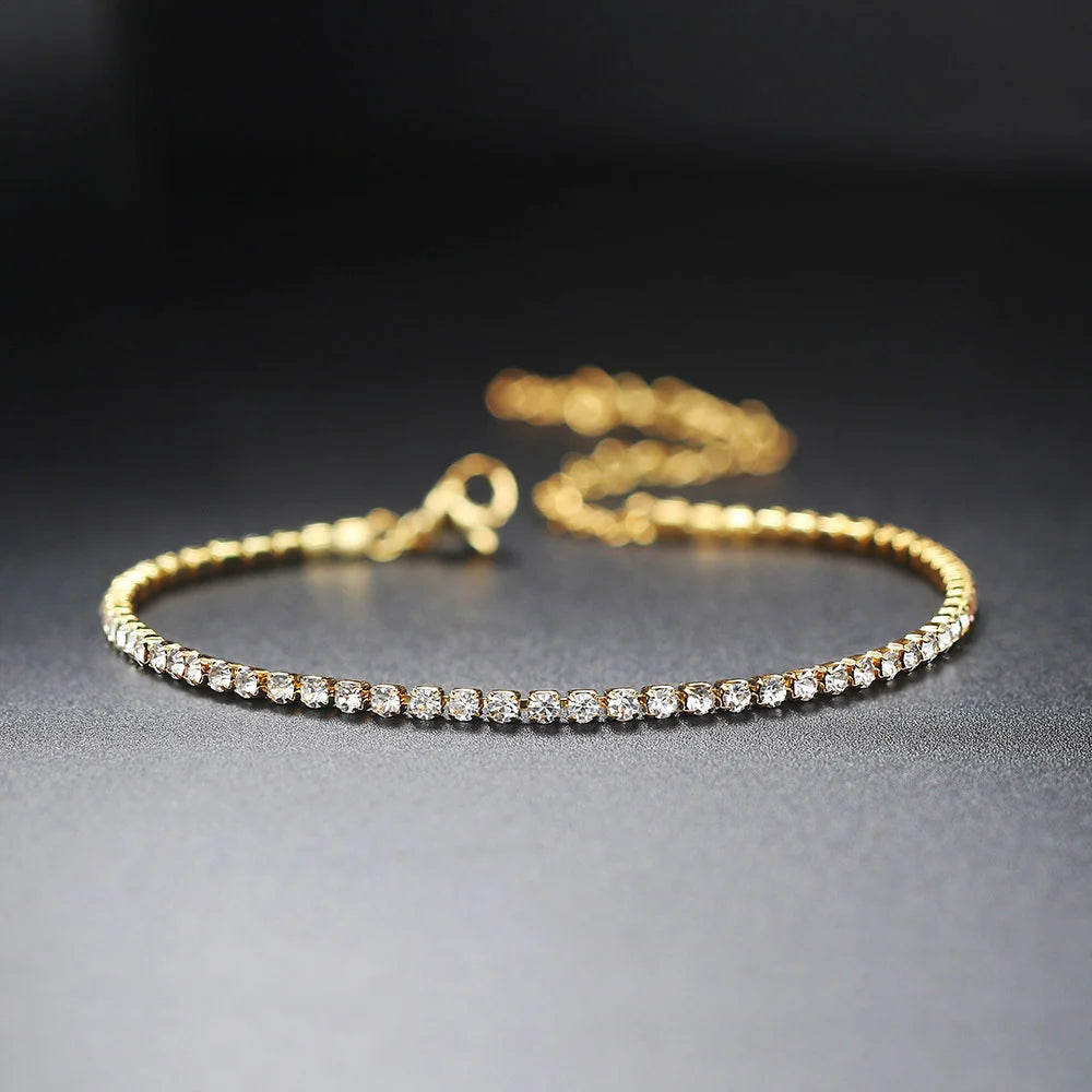 Dainty Tennis Chain Bracelet — Gold Zircon
