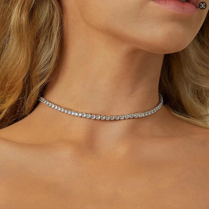 Iced Out Tennis Choker Necklace — Crystal Zircon