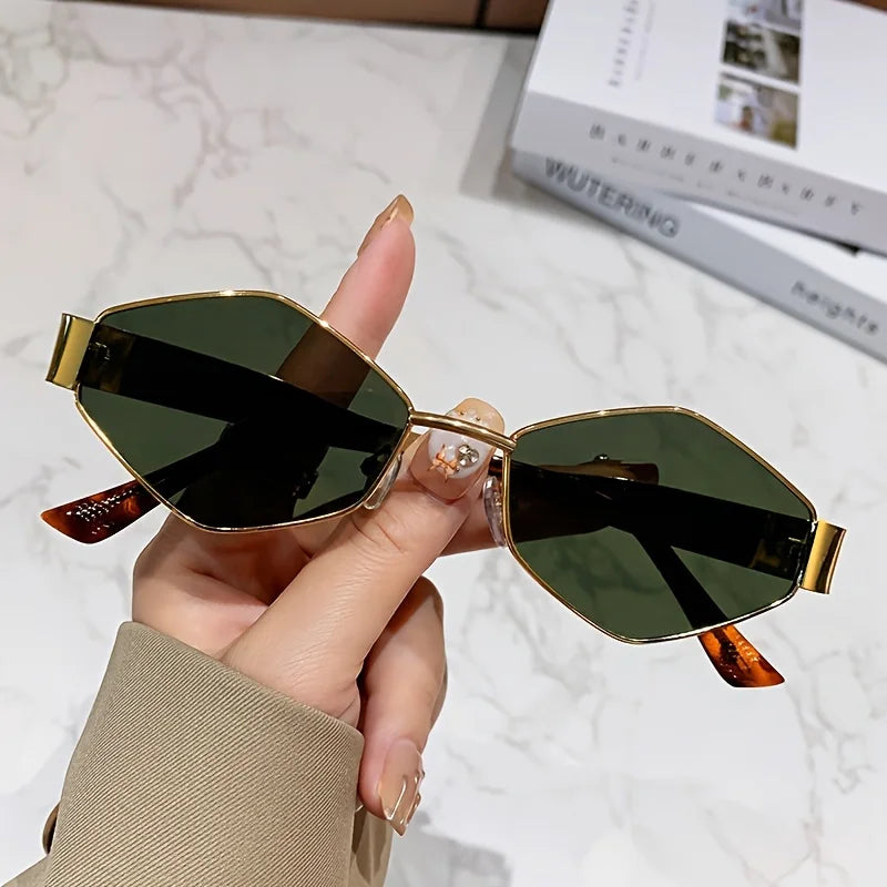 Hexagon Sunglasses — Golden Frame