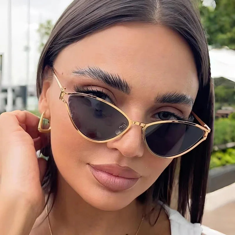 Cat Eye Sunglasses — Gold Metal Frame