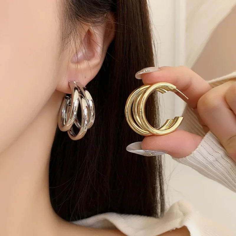 Triple C Hoop Earrings — Gold Plated Steel