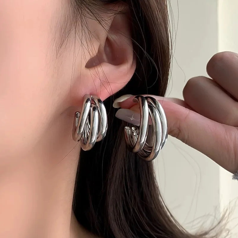Triple C Hoop Earrings — Gold Plated Steel