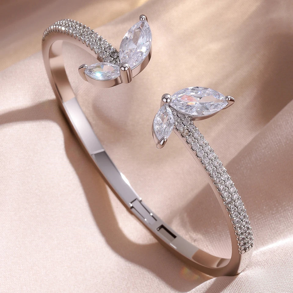 Gold Zircon Cuff Bracelet — Luxury Edition