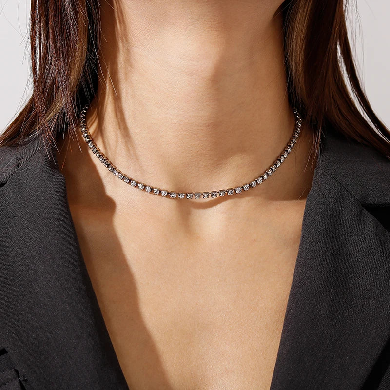 Iced Out Tennis Choker Necklace — Crystal Zircon