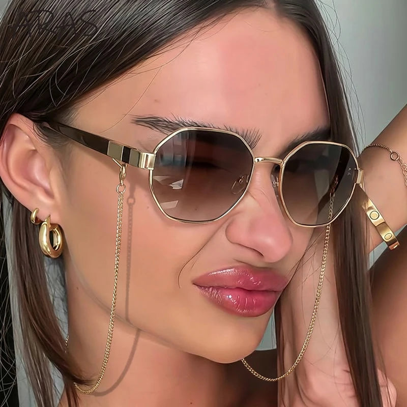 Octagon Chain Sunglasses — Gold