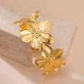 Oversized Flower Cuff Bracelet — Gold Statement