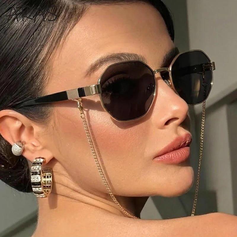 Octagon Chain Sunglasses — Gold