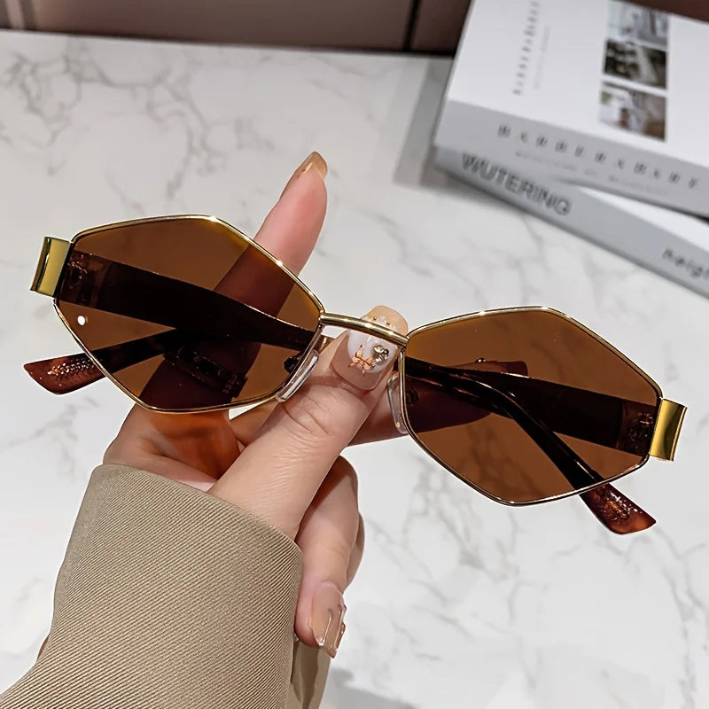 Hexagon Sunglasses — Golden Frame