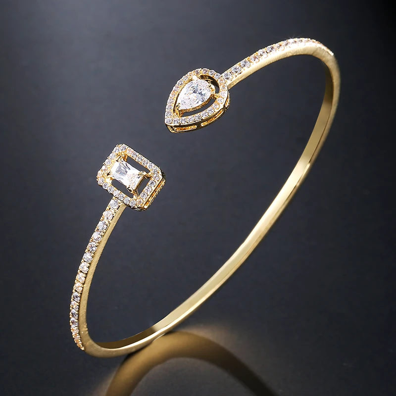 Gold Zircon Cuff Bracelet — Luxury Edition