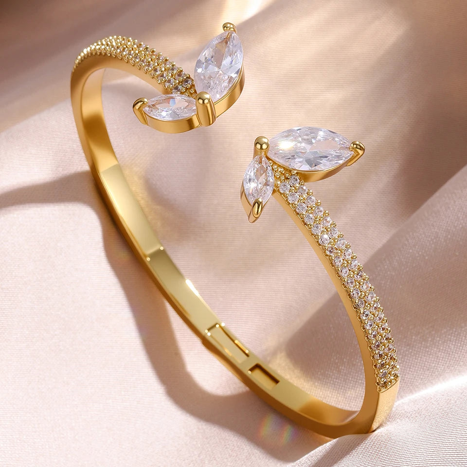 Gold Zircon Cuff Bracelet — Luxury Edition
