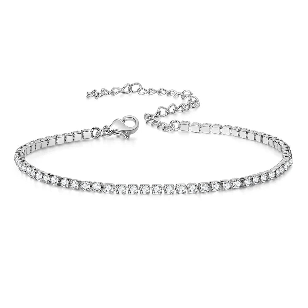 Dainty Tennis Chain Bracelet — Gold Zircon
