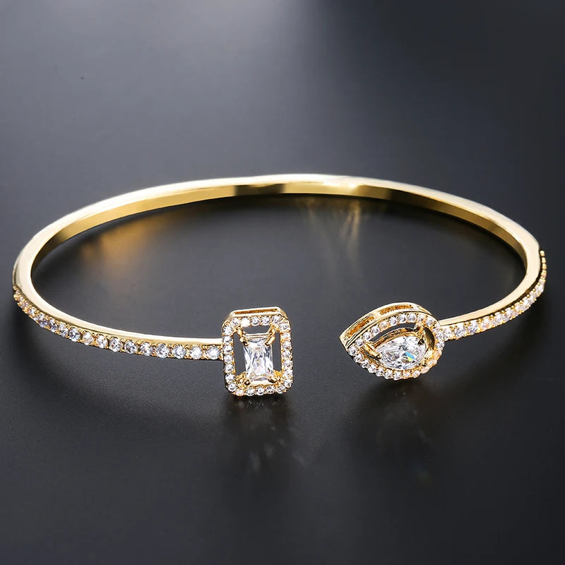 Gold Zircon Cuff Bracelet — Luxury Edition