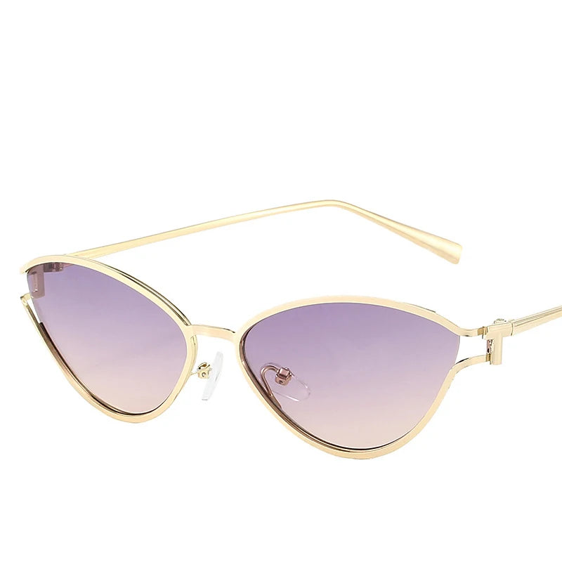 Cat Eye Sunglasses — Gold Metal Frame
