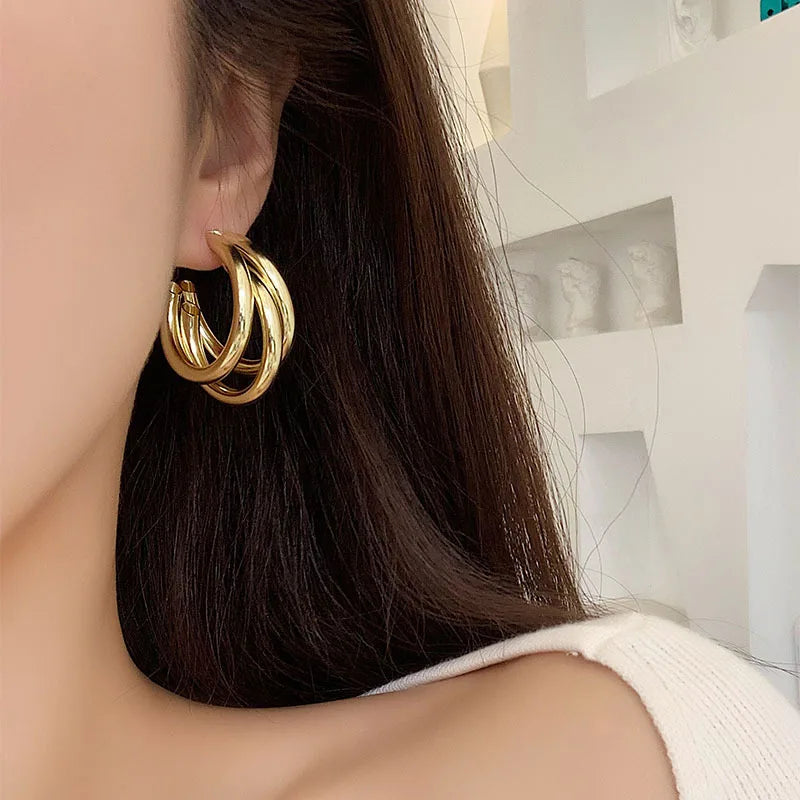 Triple C Hoop Earrings — Gold Plated Steel