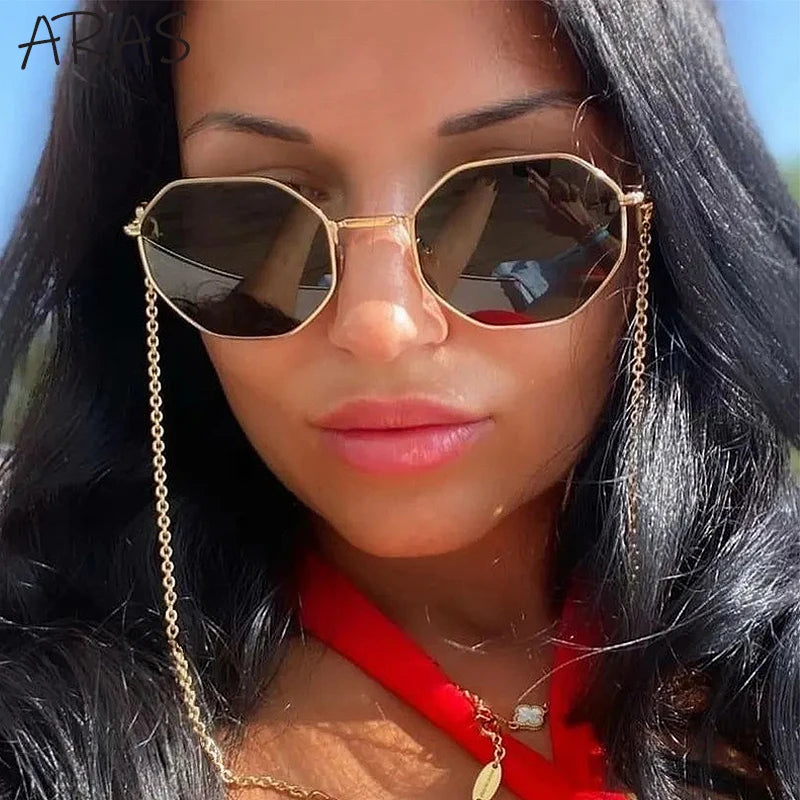 Octagon Chain Sunglasses — Gold