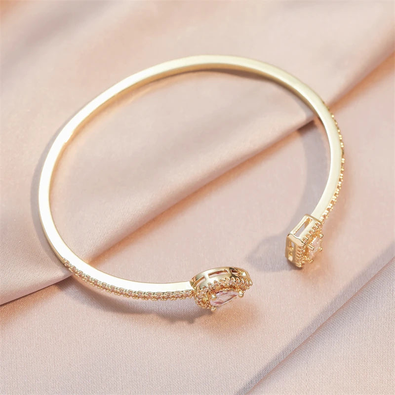 Gold Zircon Cuff Bracelet — Luxury Edition