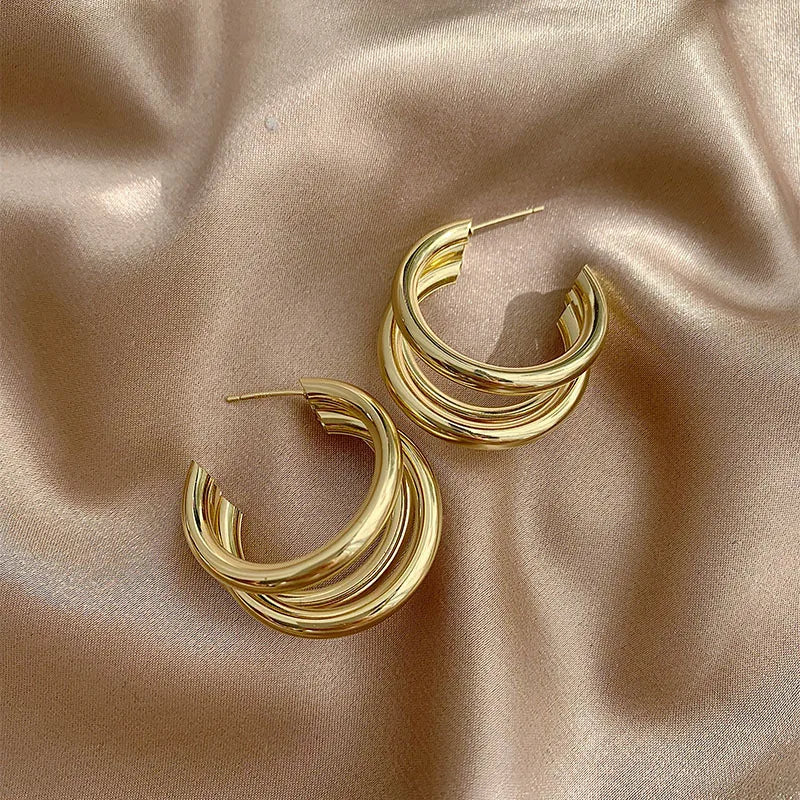 Triple C Hoop Earrings — Gold Plated Steel