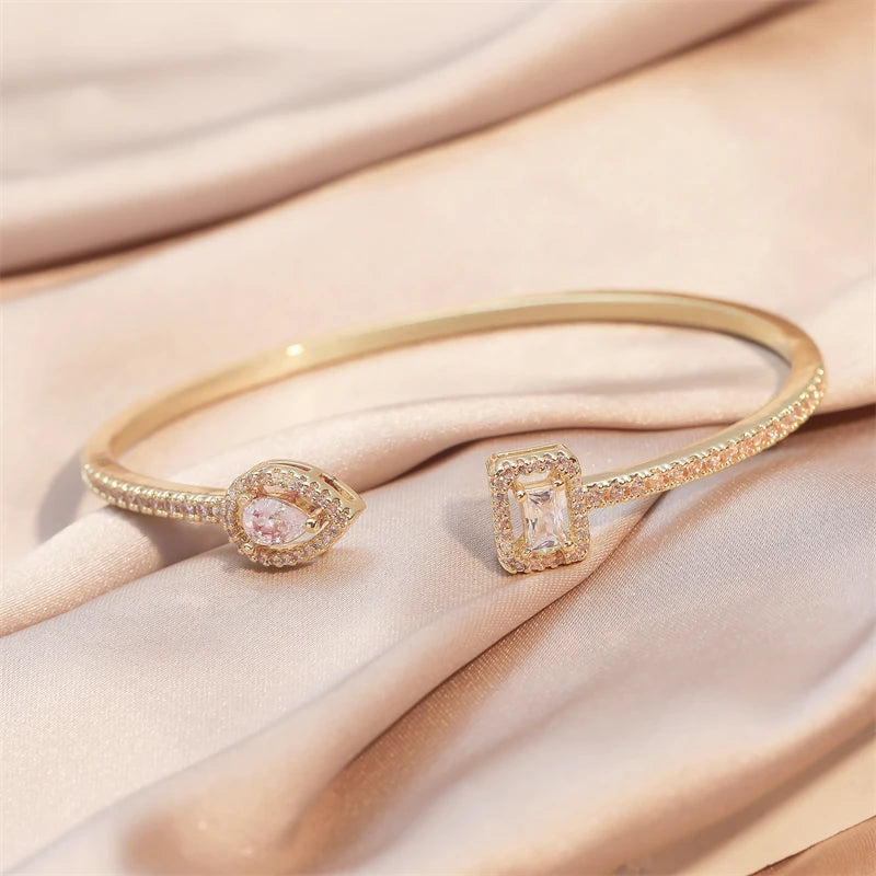 Gold Zircon Cuff Bracelet — Luxury Edition