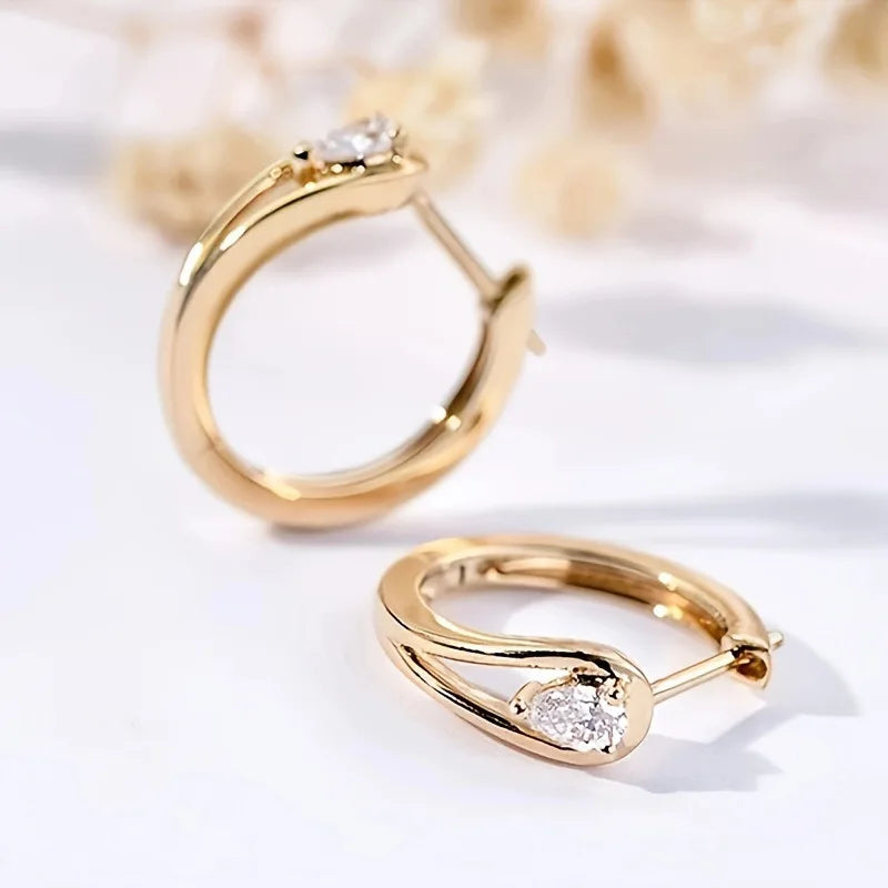 Geometric Zircon Hoop Earrings — Gold Plated