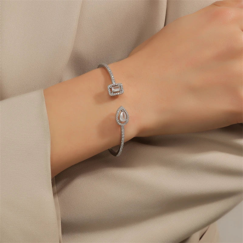 Gold Zircon Cuff Bracelet — Luxury Edition