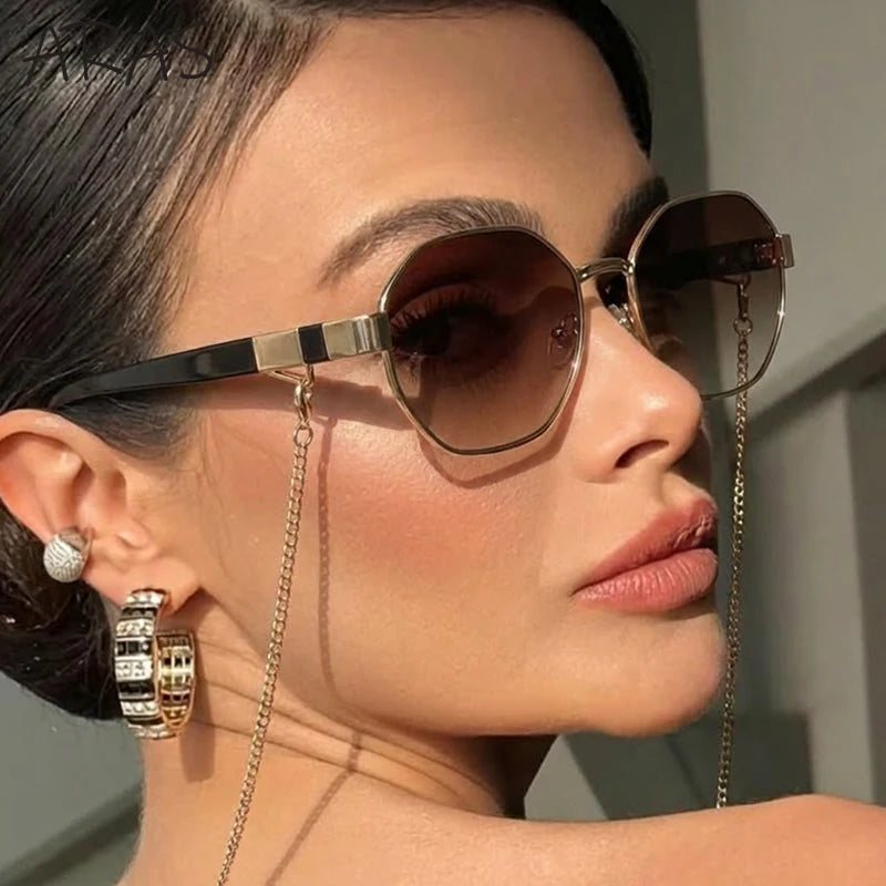 Octagon Chain Sunglasses — Gold