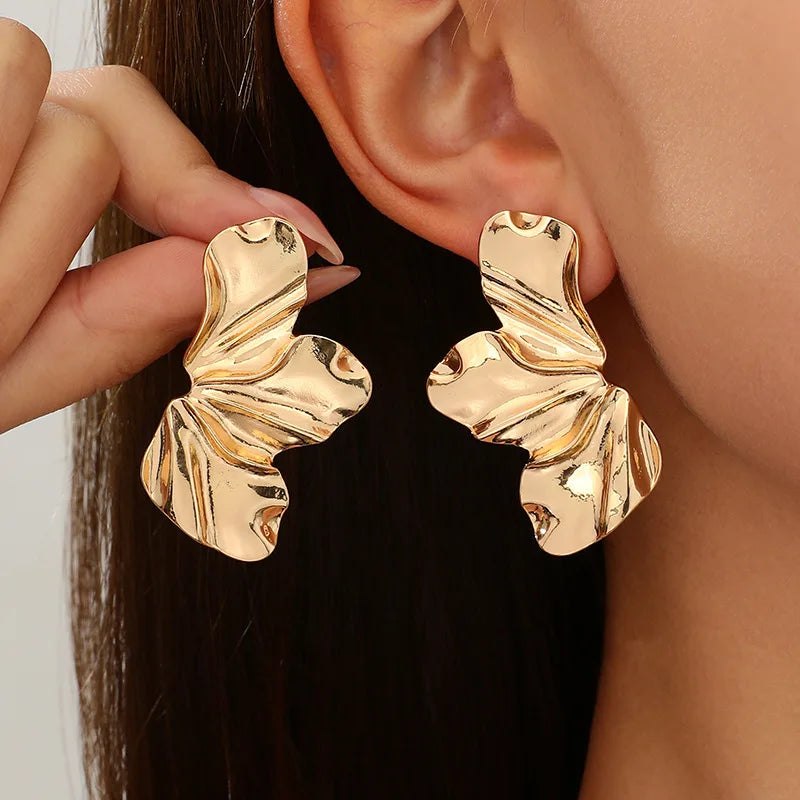 Half Petal Stud Earrings — Minimalist Steel