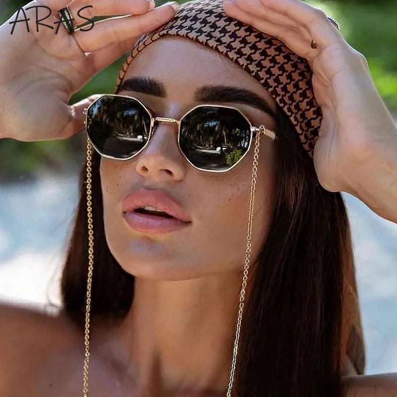 Octagon Chain Sunglasses — Gold