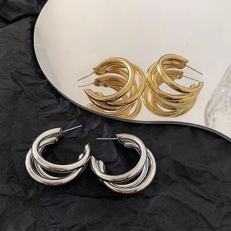 Triple C Hoop Earrings — Gold Plated Steel